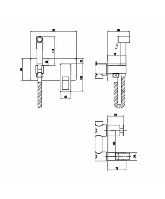 Monomando empotrado bidé Suecia negro mate [ IMEX® ] (1)