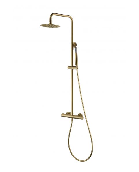 Conjunto de ducha termostático monza oro cepillado [ IMEX® ]