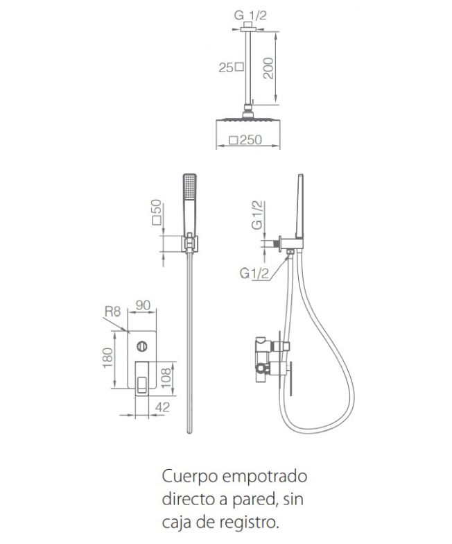 Columna de ducha empotrada Estocolmo negro [ IMEX® ] (1)