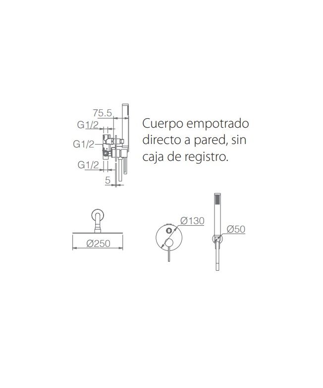 Columna de ducha empotrada Milos Stick negro mate [ IMEX® ] (1)