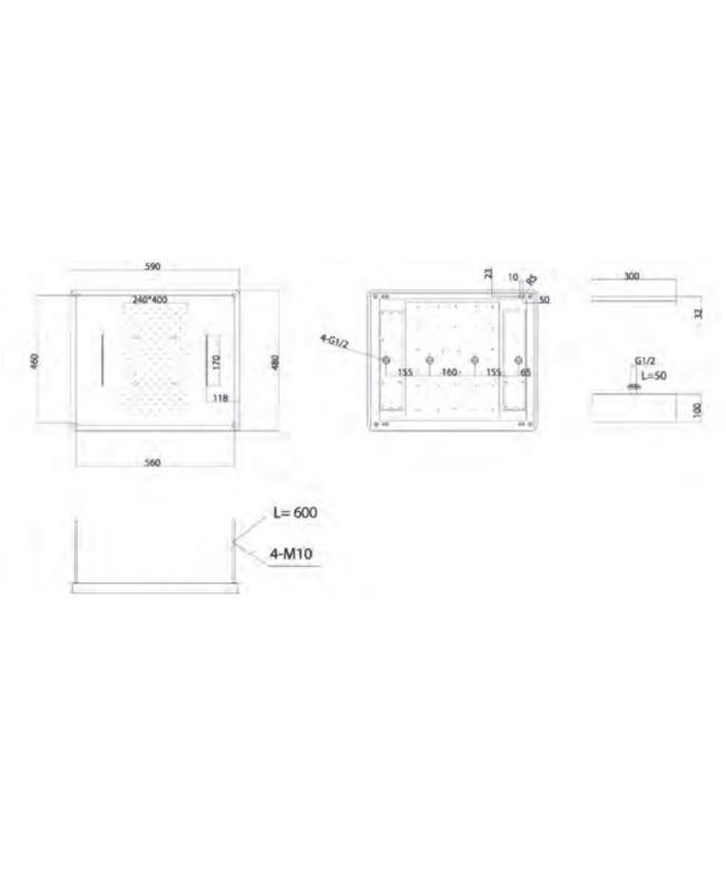 Rociador rectangular 3 vías con premarco [ IMEX® ] (1)