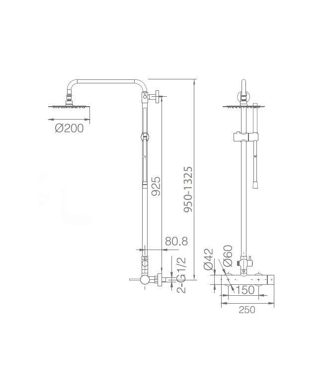 ► Columna de ducha Milos Stick negro mate [ IMEX® ] (1)