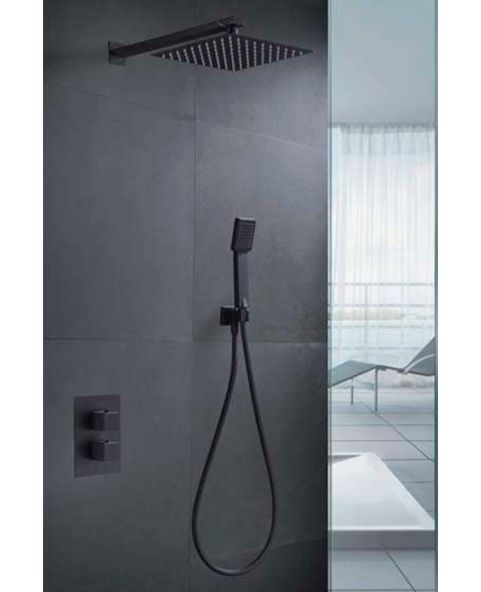 Columna de ducha termostática empotrada Cíes negro mate [ IMEX® ]