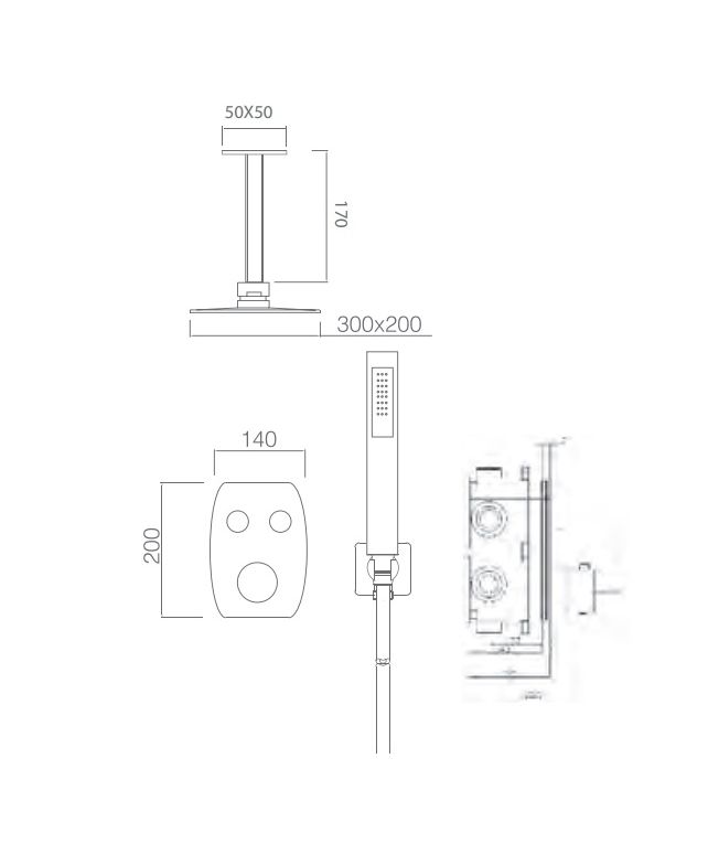 Columna de ducha termostática empotrada Feroe negro [ IMEX® ] (1)