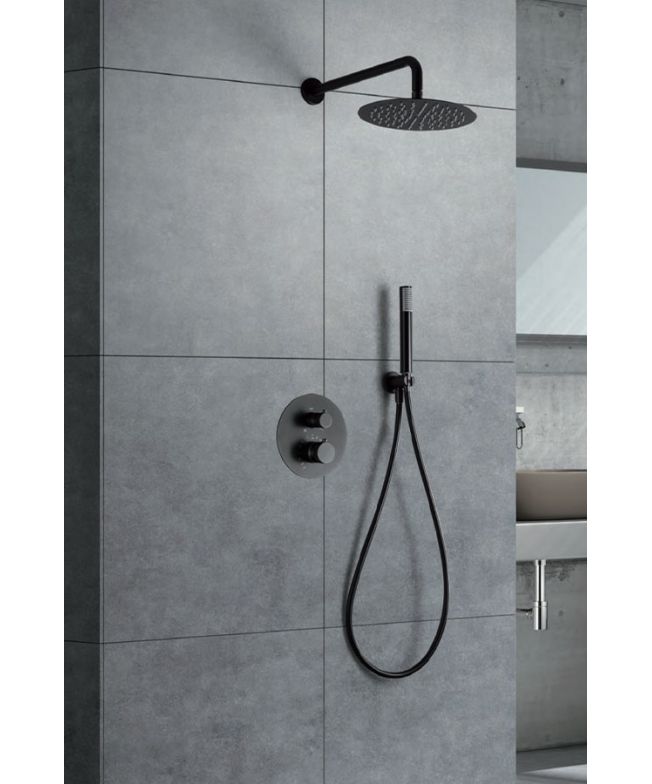 Columna de ducha termostática empotrada Line Black Gun Metal [ IMEX® ]