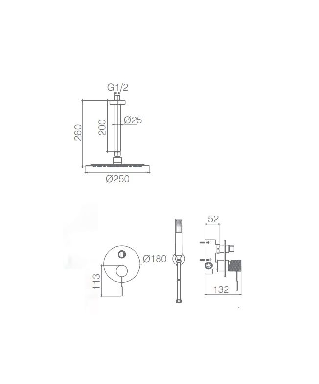 Columna de ducha termostática empotrada Top Black Gun Metal [ IMEX® ] (1)