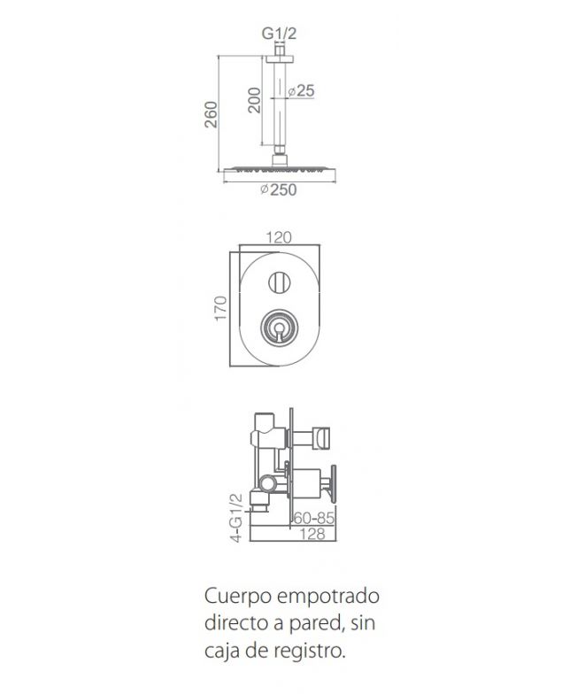 Columna de ducha empotrada Vesubio [ IMEX® ] (1)