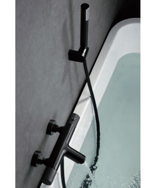 Grifo de bañera ducha termostático Line Black Gun Metal [ IMEX® ]