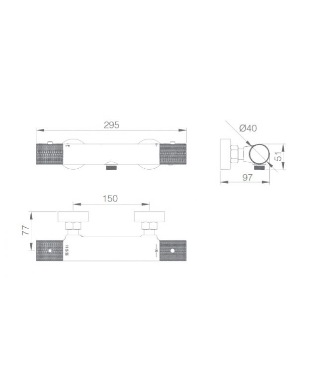 Grifo de ducha termostático Line níquel cepillado [ IMEX® ] (1)