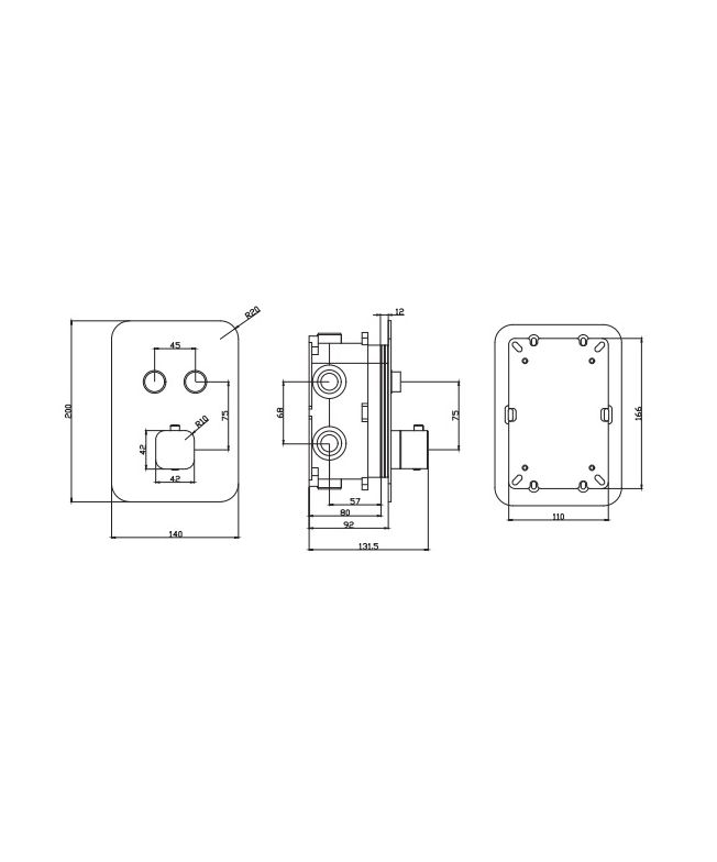 Grifo empotrado termostático 2 vías cuadrado [ IMEX® ] (1)