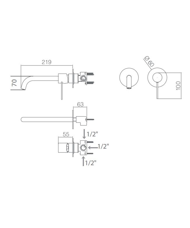 ► Grifo de lavabo empotrado Etna blanco mate [ IMEX® ] (1)