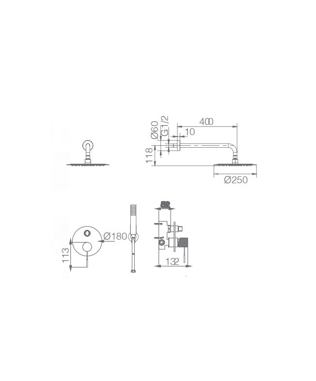 Columna de ducha termostática empotrada Line oro cepillado [ IMEX® ] (1)