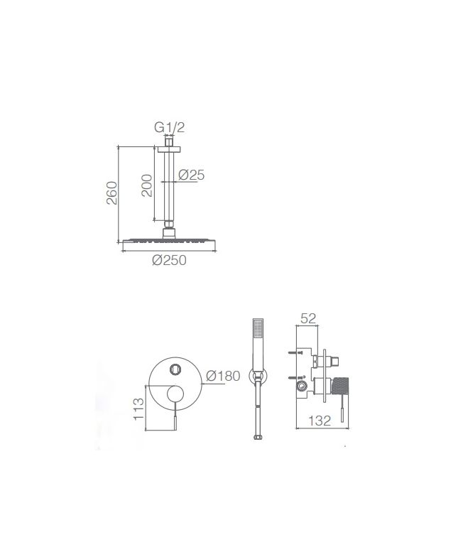 Columna de ducha termostática empotrada Top oro cepillado [ IMEX® ] (1)