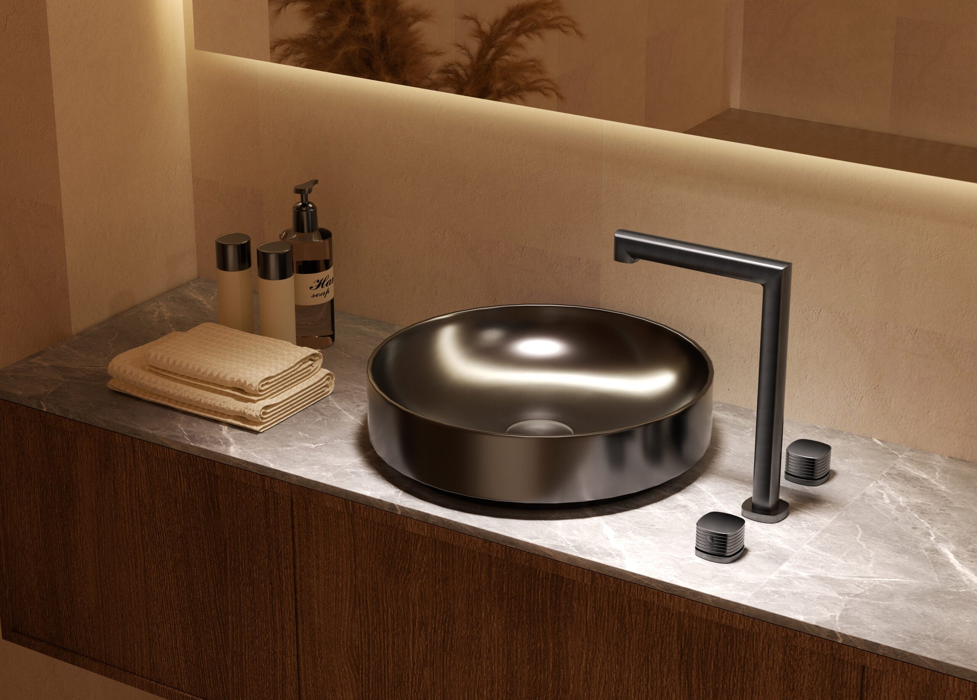 Lavabo bimando sobrencimera caño alto Firenze [ IMEX® ]