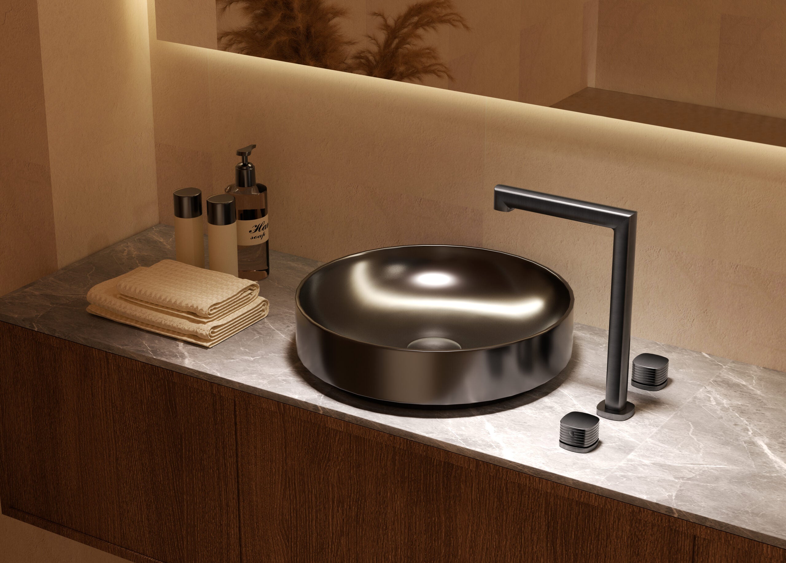 Lavabo bimando sobrencimera caño alto Firenze [ IMEX® ]