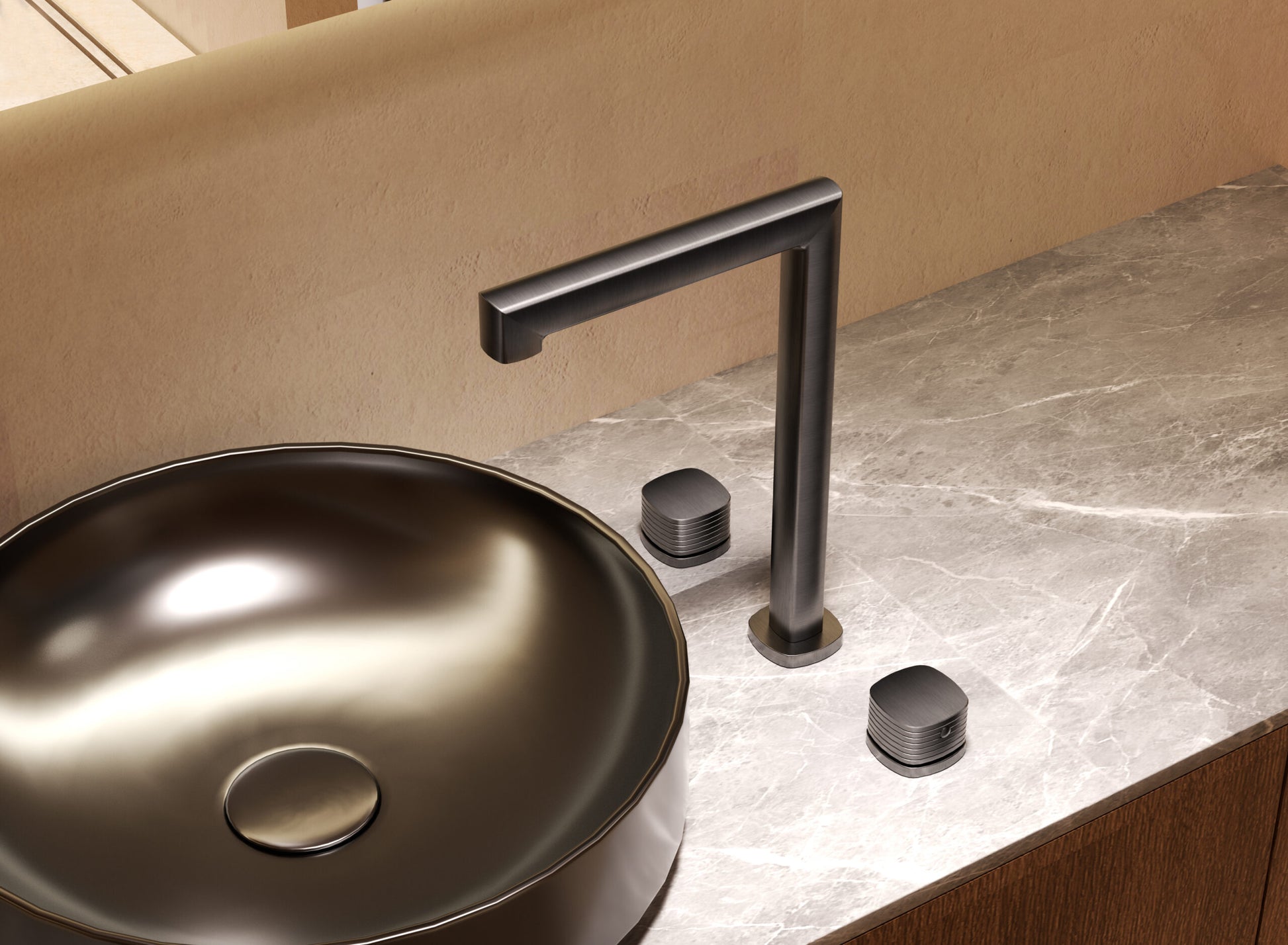Lavabo bimando sobrencimera caño alto Firenze [ IMEX® ]