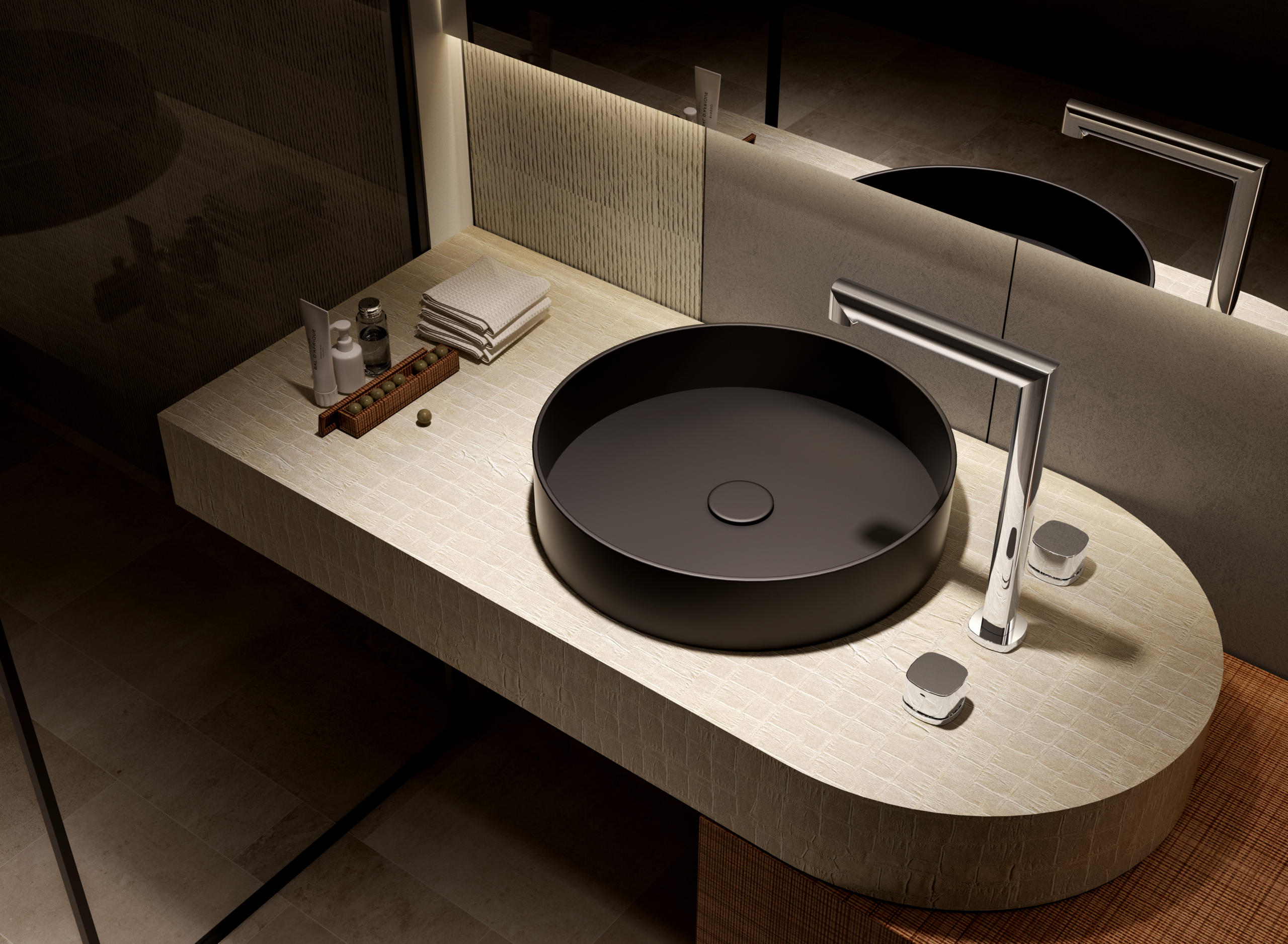 Lavabo bimando sobrencimera caño alto Toscana [ IMEX® ]