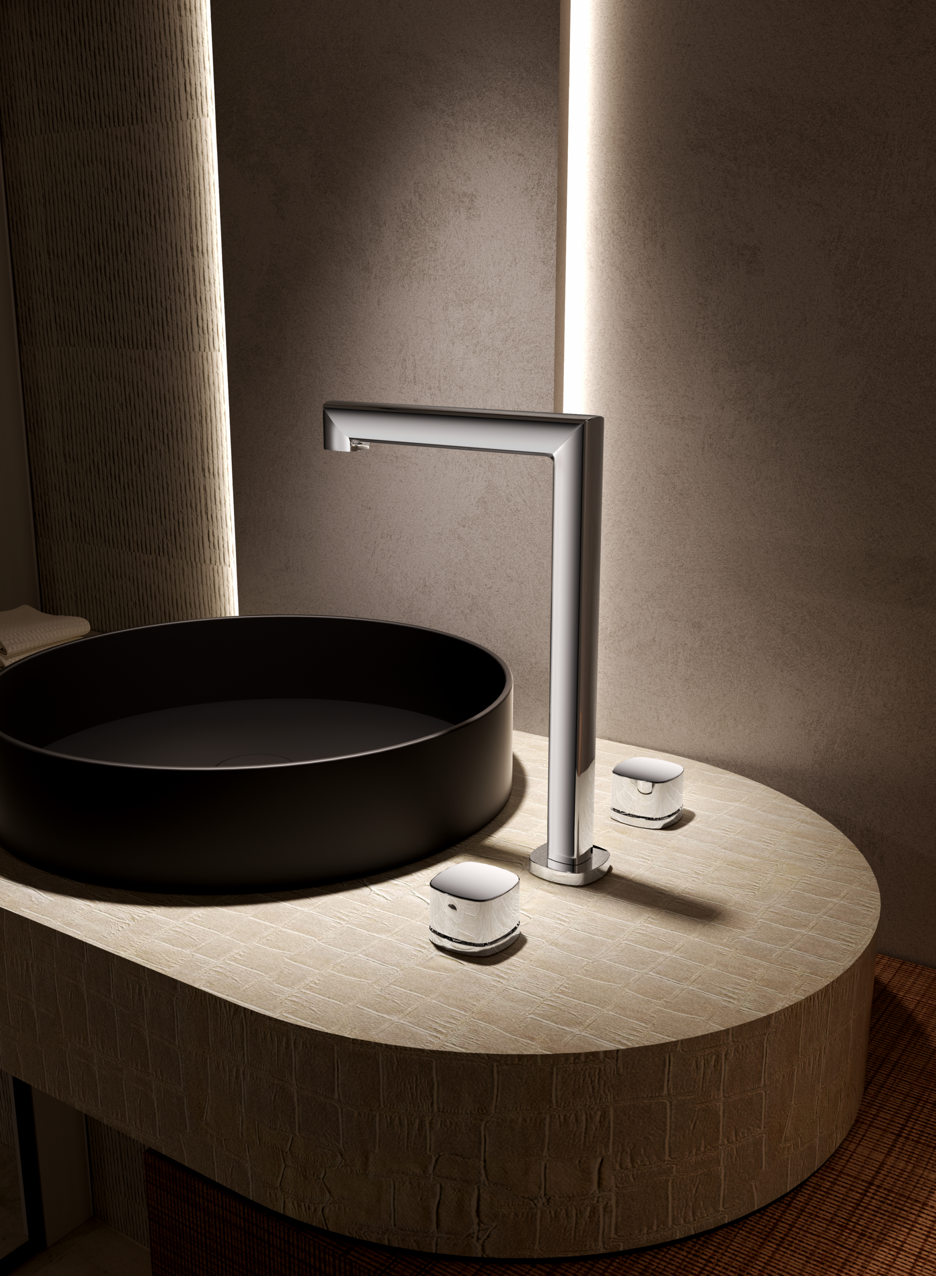Lavabo bimando sobrencimera caño alto Toscana [ IMEX® ]