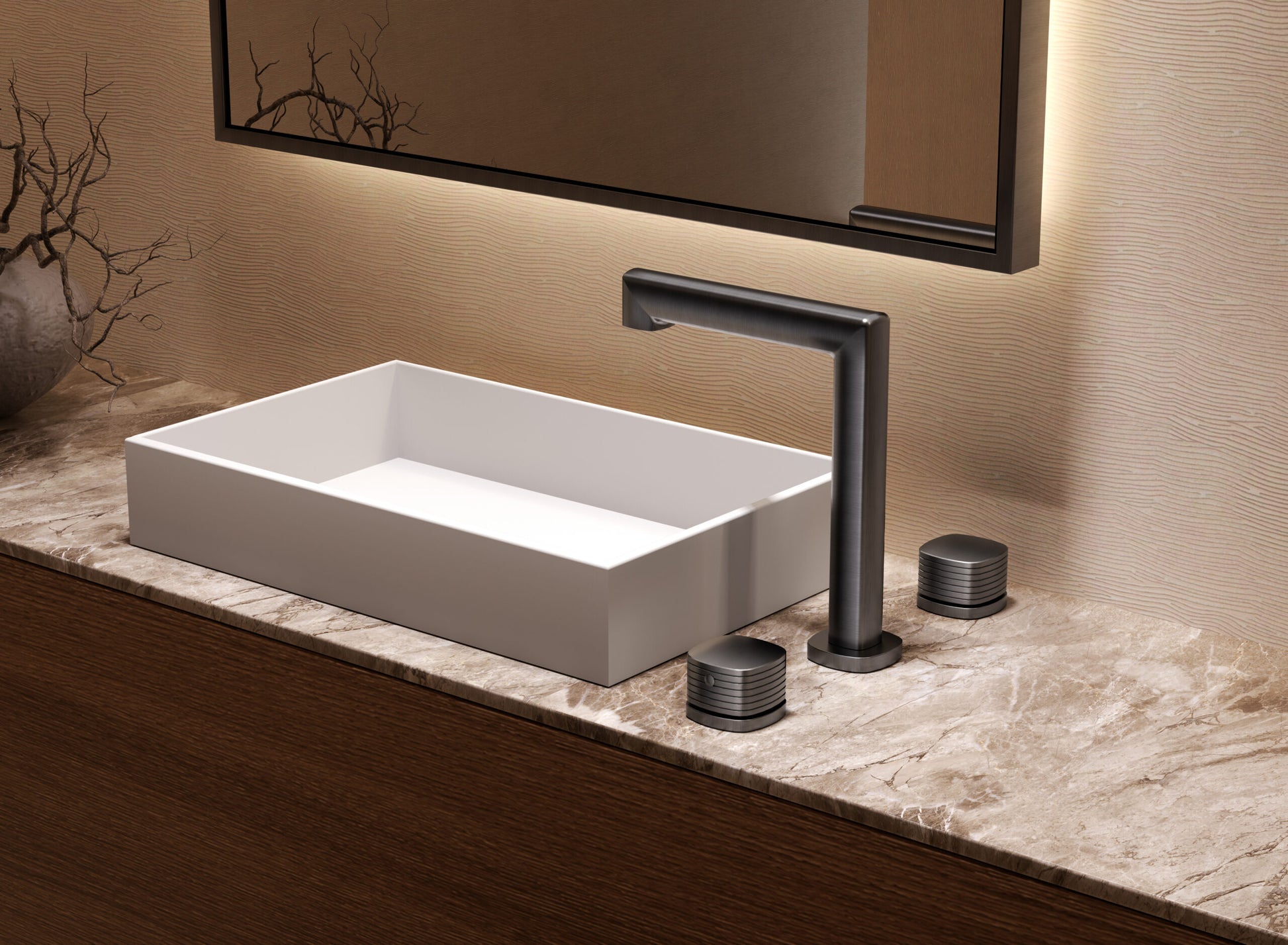 Lavabo bimando sobrencimera caño bajo Firenze [ IMEX® ]