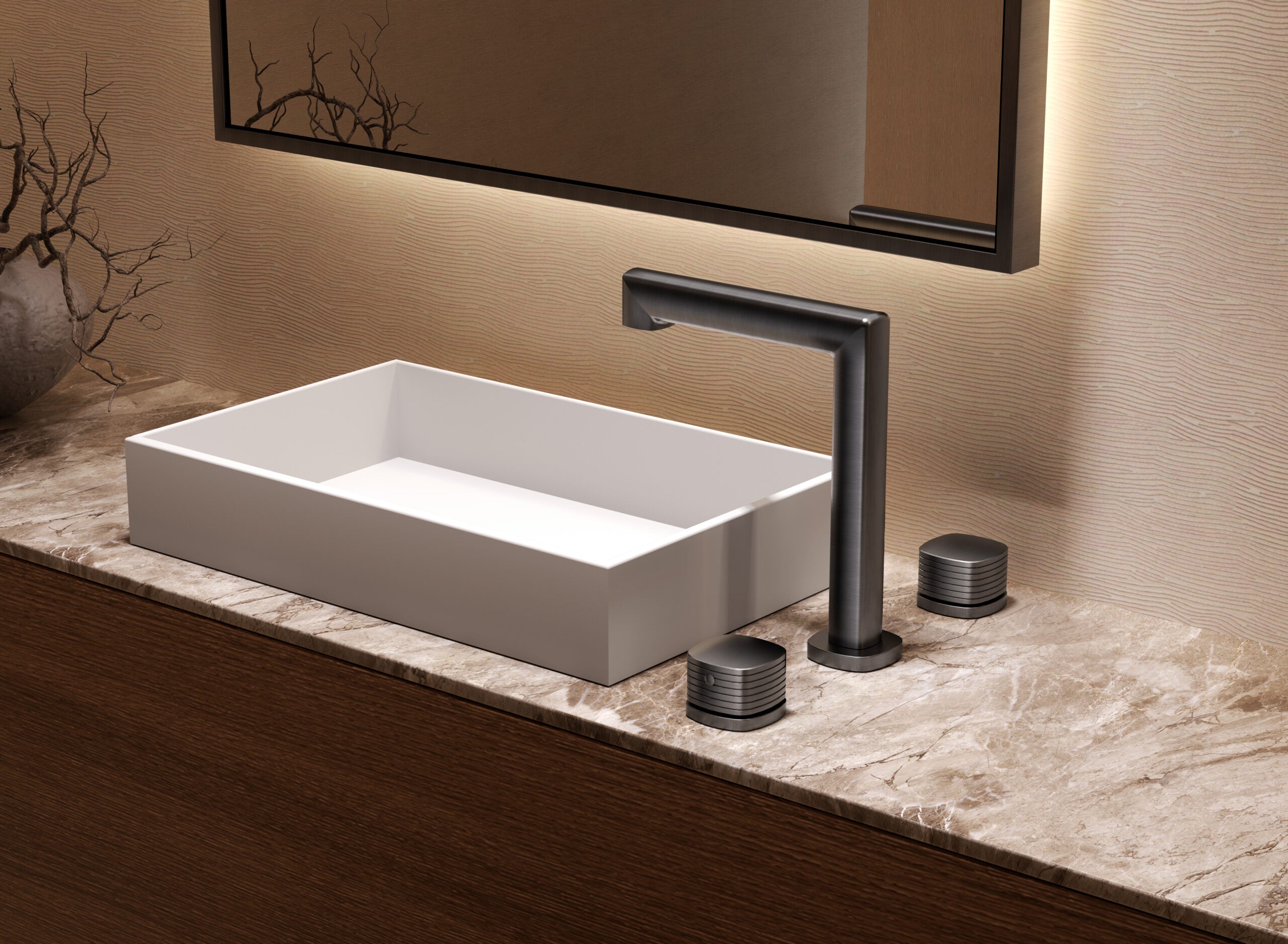 Lavabo bimando sobrencimera caño bajo Firenze [ IMEX® ]