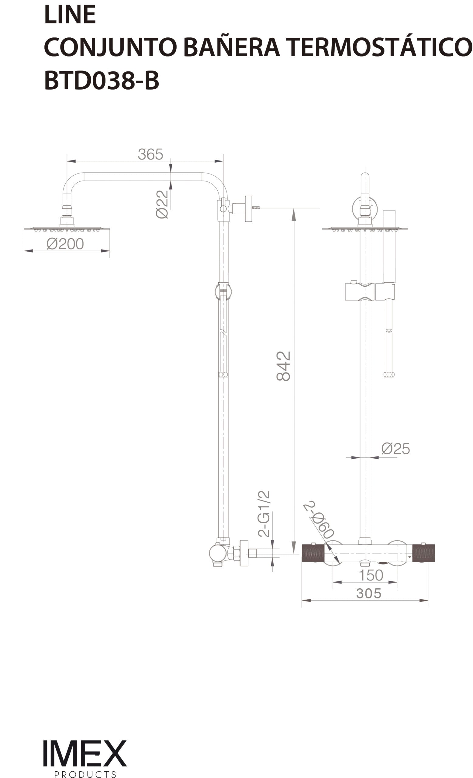 Conjunto bañera termostático Line [ IMEX® ]