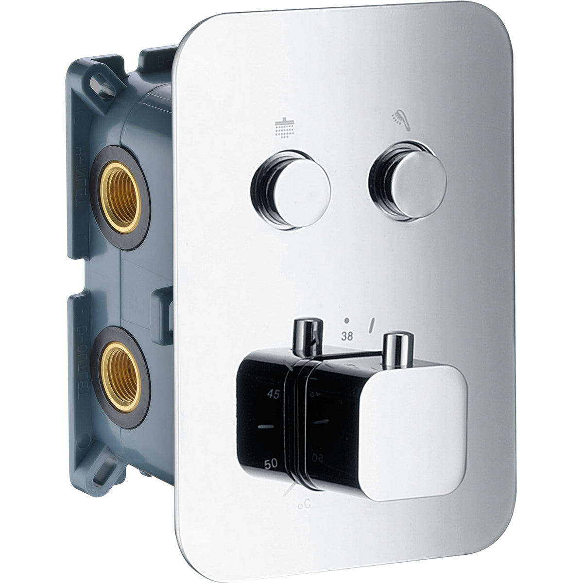 Grifo empotrado termostático 2 vías cuadrado [ IMEX® ]