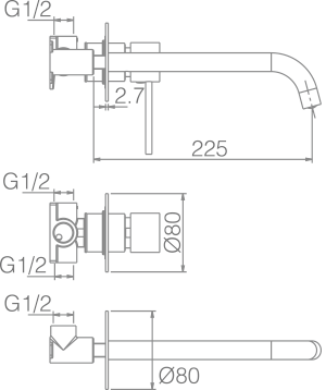 ► Grifo de lavabo empotrado Milos Stick [ IMEX® ]