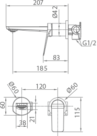 Monomando empotrado lavabo Nápoles [ IMEX® ]