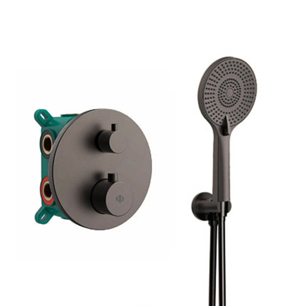 Conjunto Empotrar 2/3 Fun. Termostatico Round Titanio - GME [ GME® ]