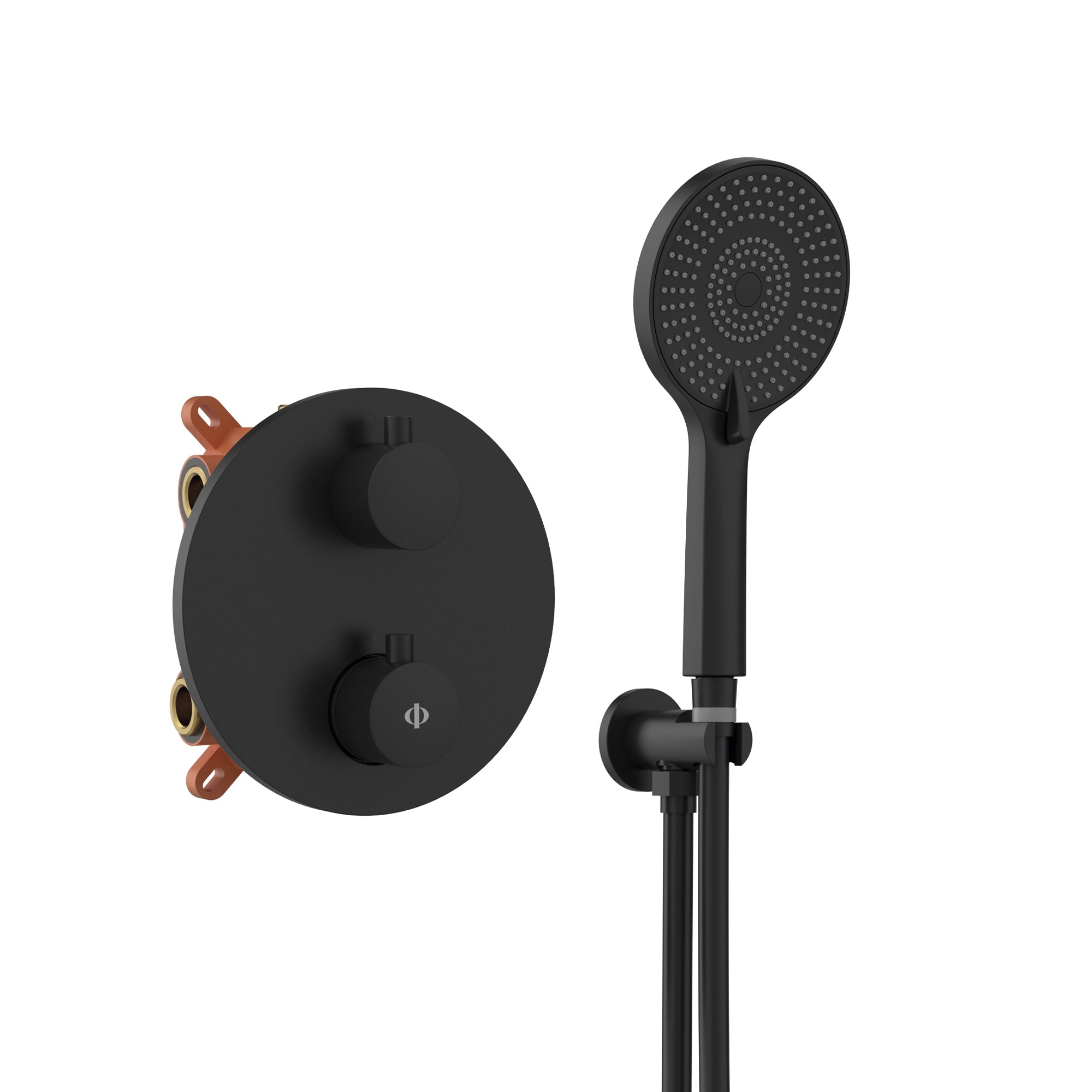 Conjunto Empotrar 2/3 Fun. Termostatico Round Negro - GME [ GME® ]
