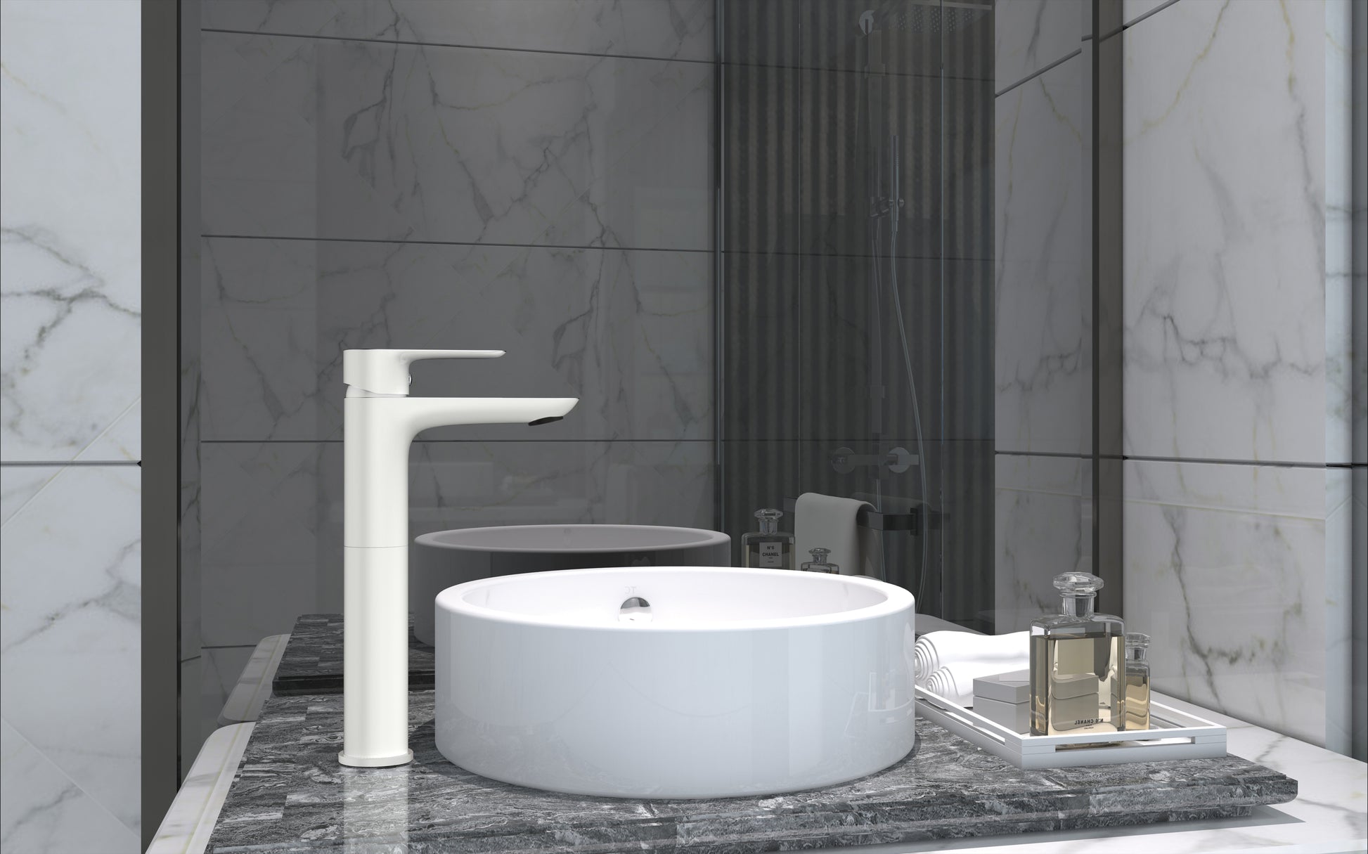 Lavabo Alto Cassio Blanco/Cromo - GME [ GME® ]