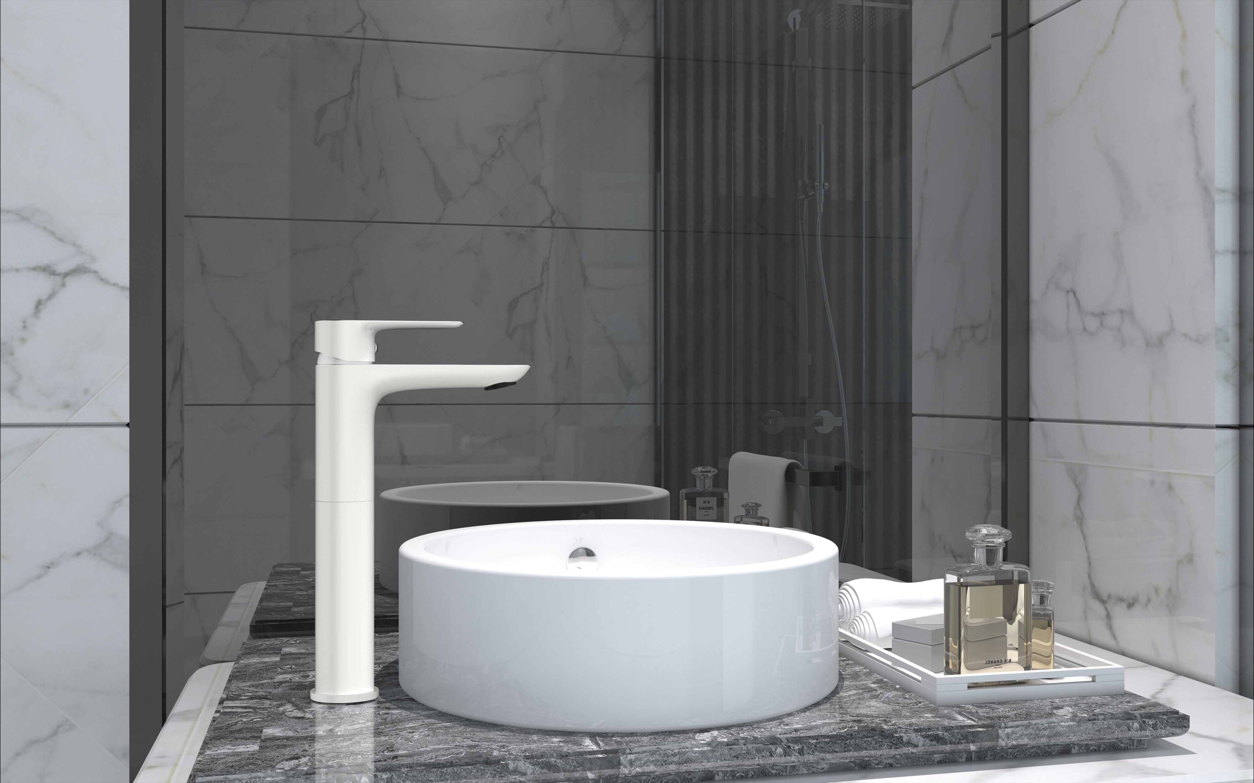 Lavabo Alto Cassio Blanco/Cromo - GME [ GME® ]