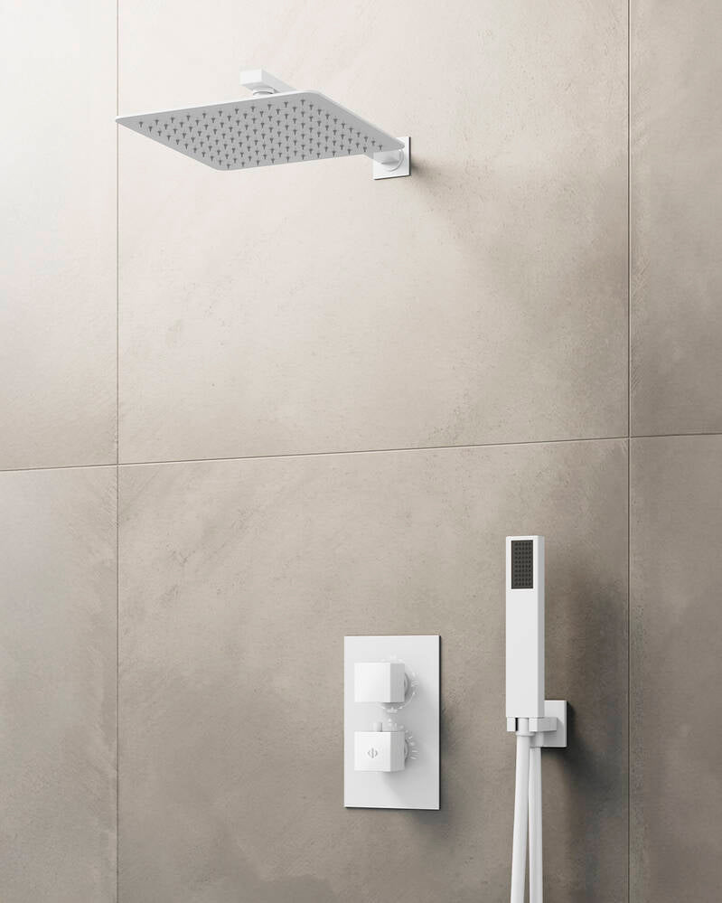 Conj. Empotr. Termostático Orion Blanco + Rociador Pared [ GME® ]