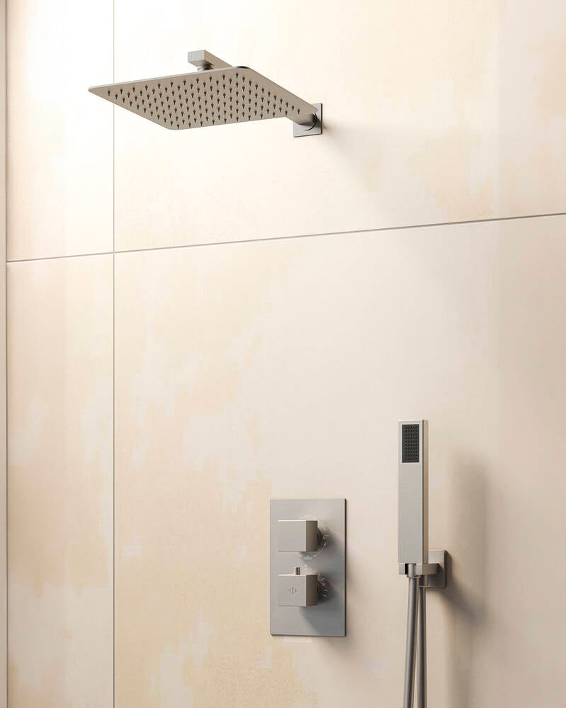 Conj. Empotr. Termostático Orion Nickel + Rociador Pared [ GME® ]