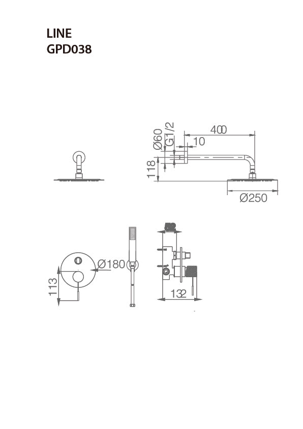 Columna de ducha empotrada Top [ IMEX® ]