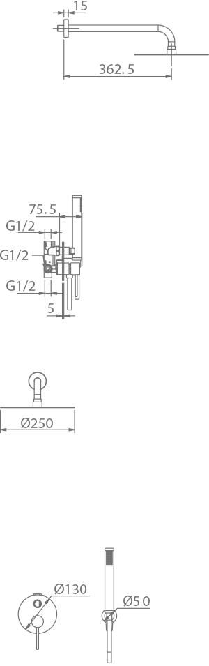 Columna de ducha empotrada Milos Stick [ IMEX® ]