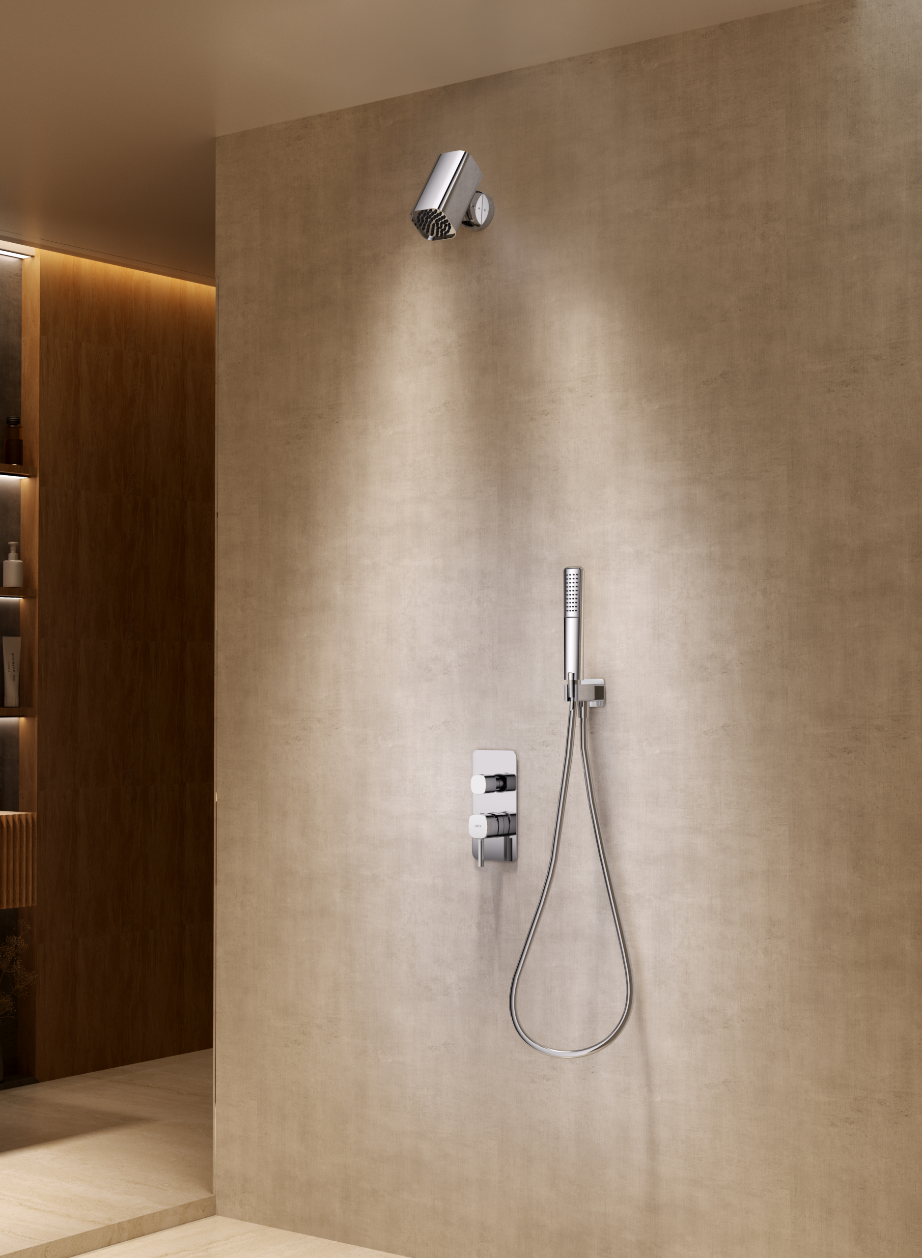 Conjunto ducha monomando empotrado Toscana con rociador Tube [ IMEX® ]