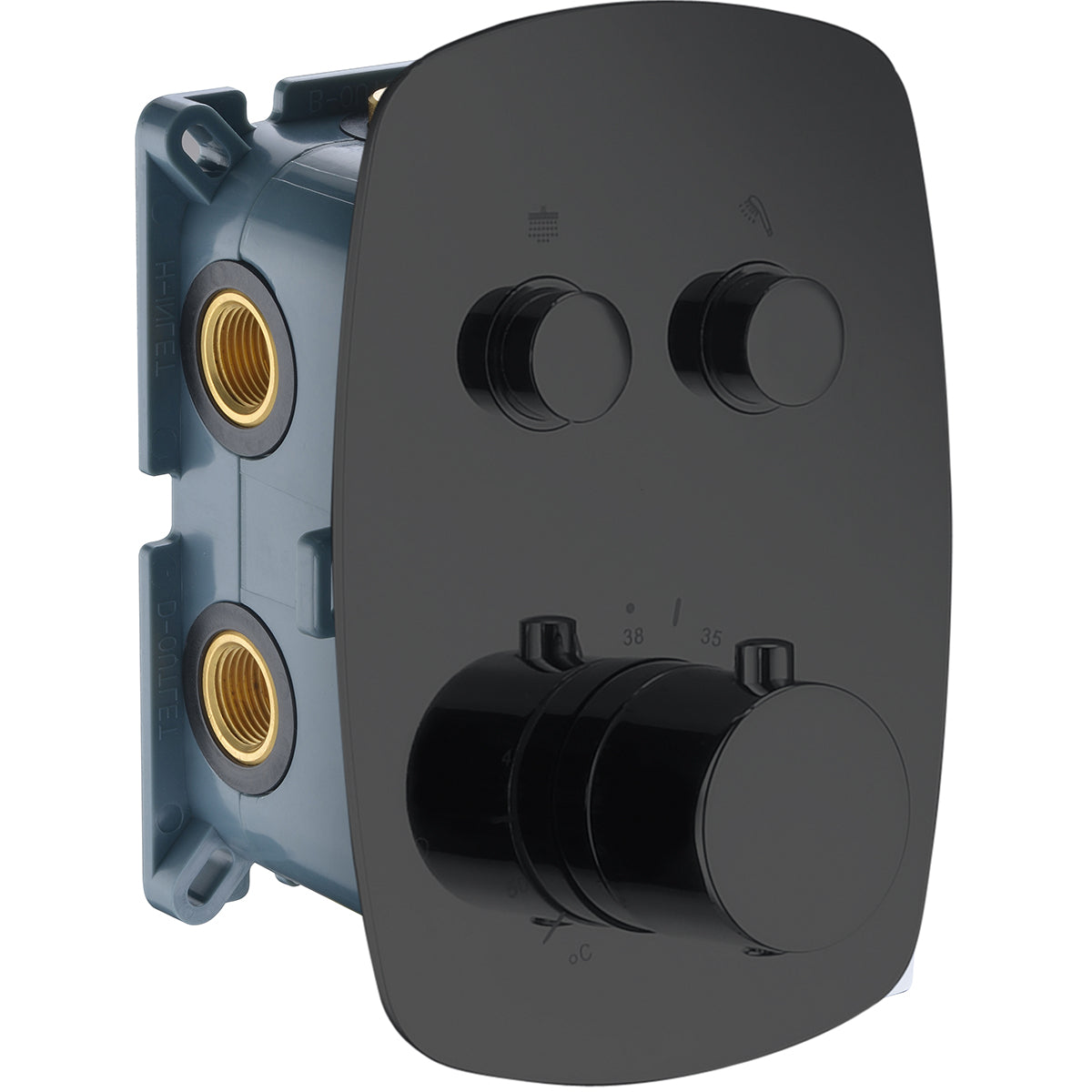 Grifo empotrado termostático 2 vías ovalado negro [ IMEX® ]
