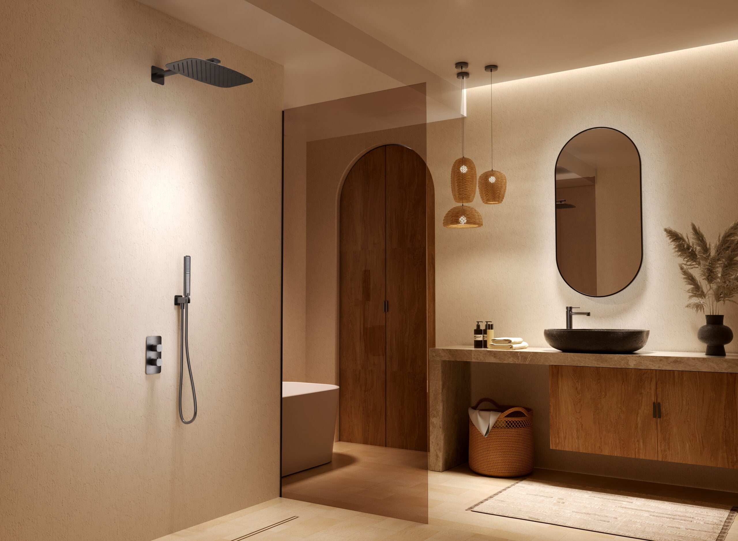 Conjunto ducha termostático empotrado Firenze [ IMEX® ]