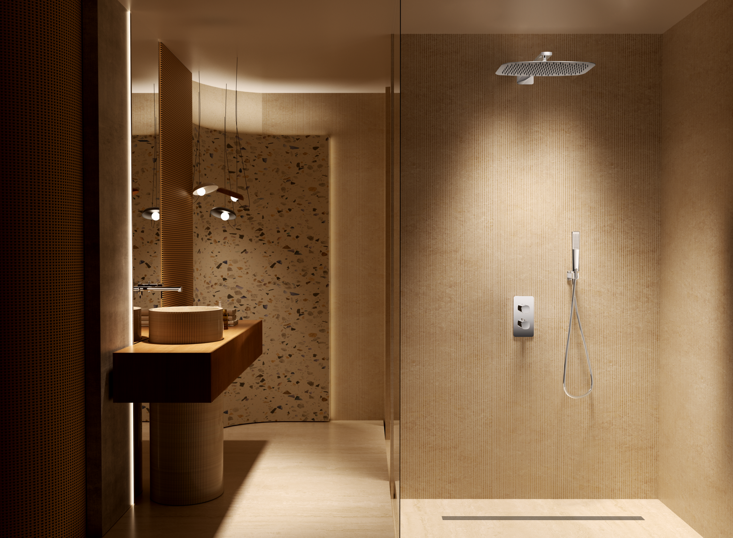 Conjunto ducha termostático empotrado Toscana [ IMEX® ]