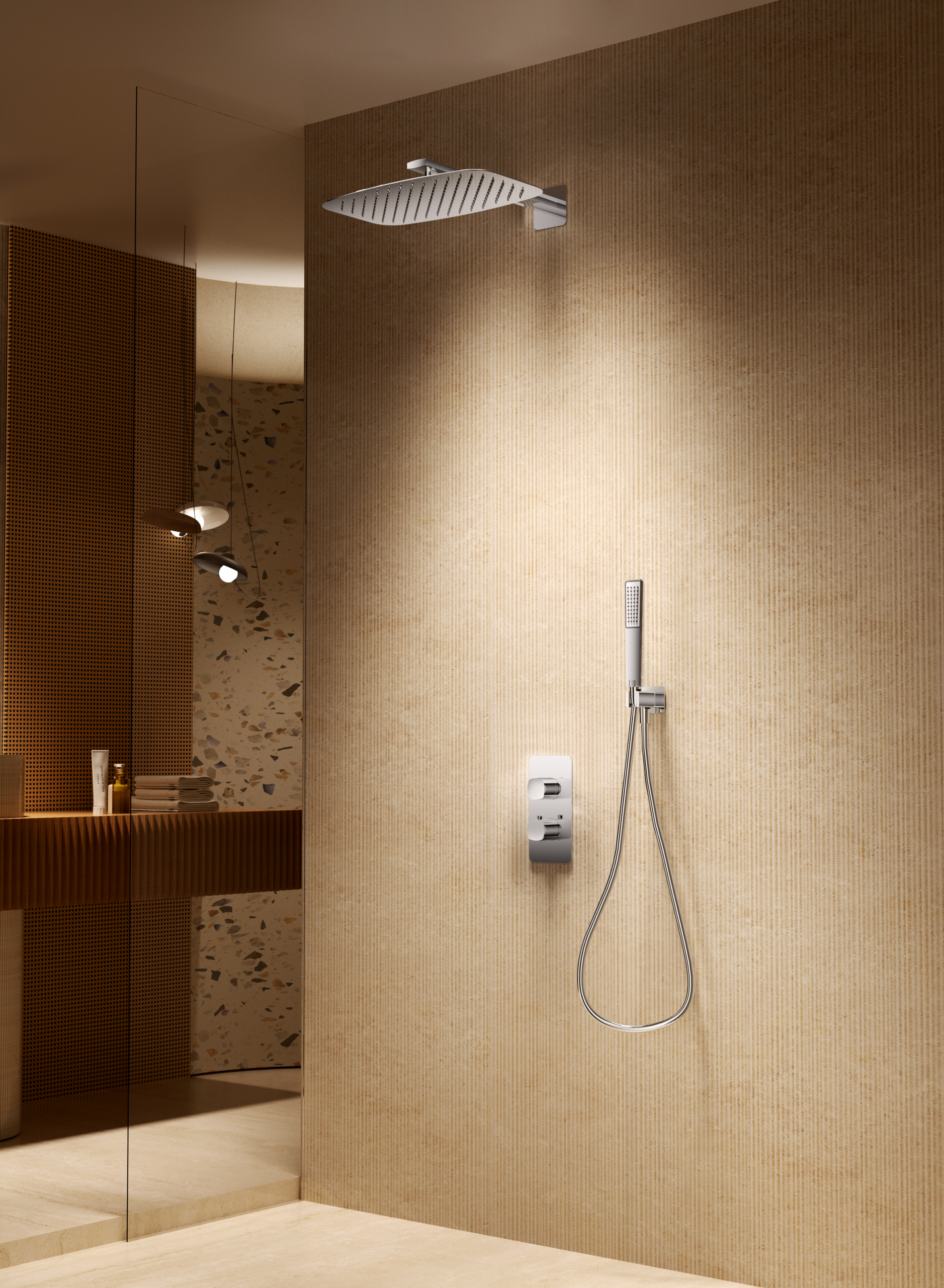 Conjunto ducha termostático empotrado Toscana [ IMEX® ]
