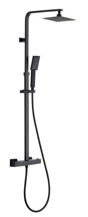 Columna termostática con rociador de acero y acabado en negro mate | Serie SKARA - KÄLLA [ KÄLLA® ]