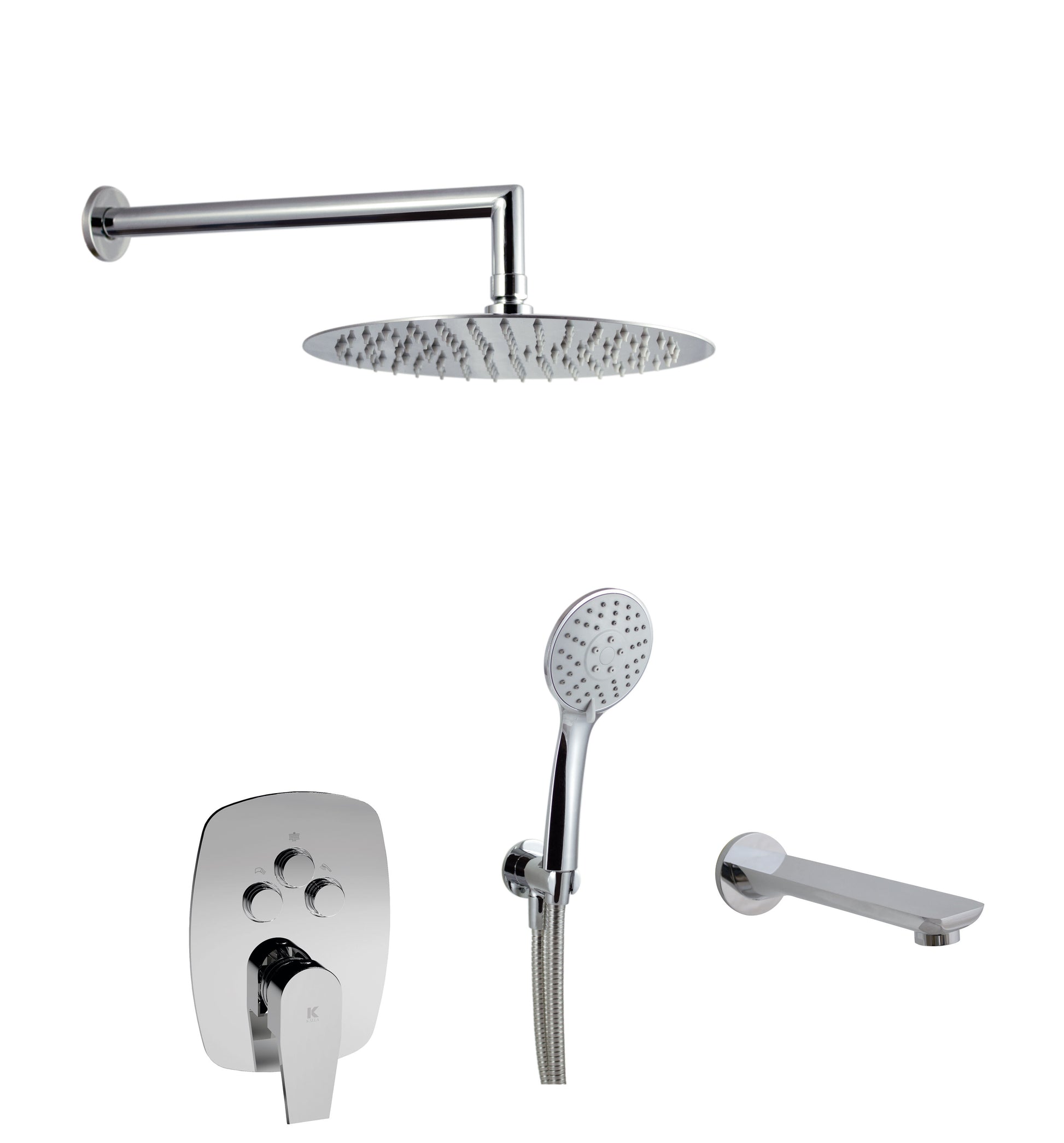 Conjunto de ducha empotrada a pared con 3 vias pulsador | Serie ARVET - KÄLLA [ KÄLLA® ]