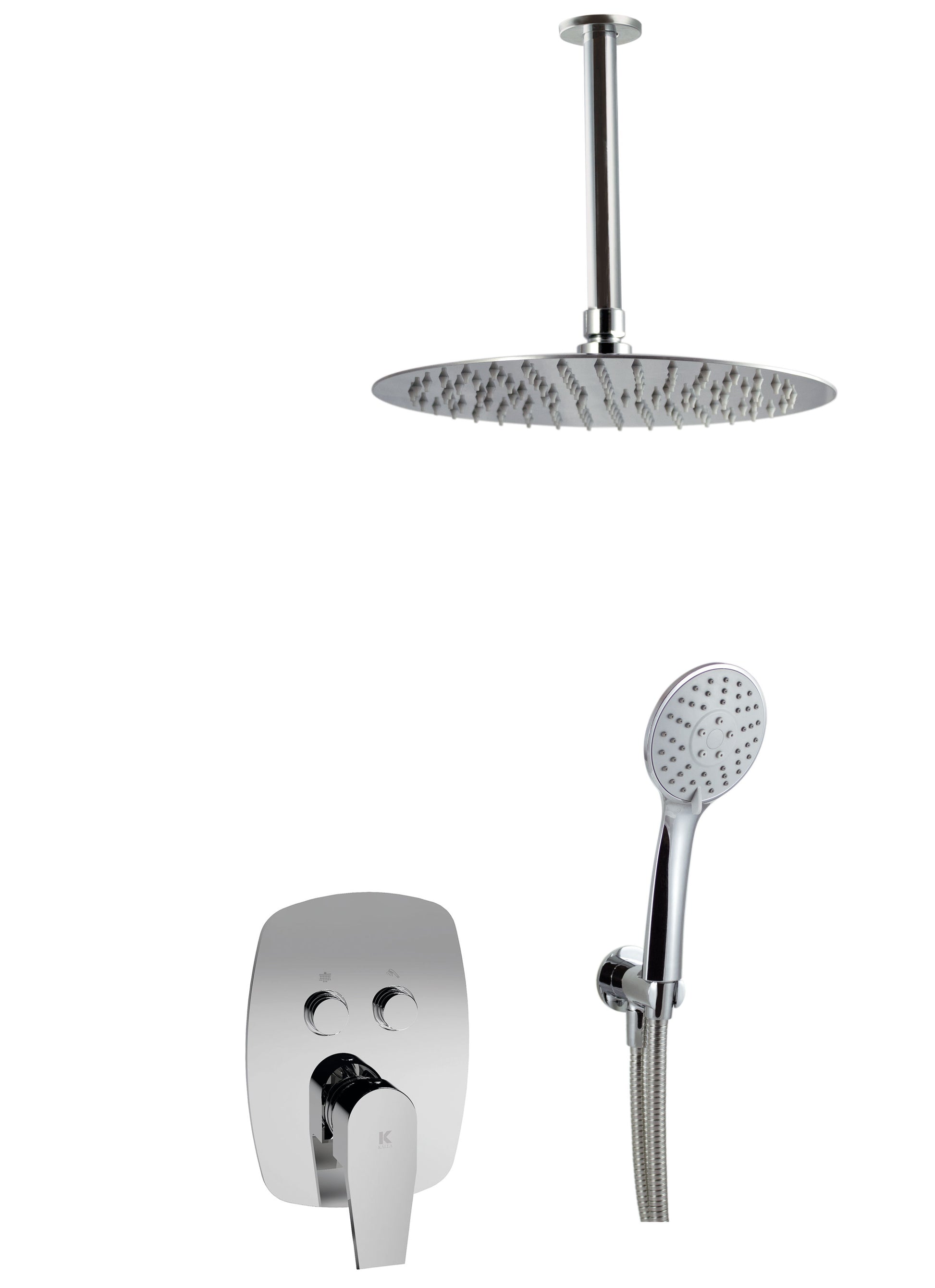 Conjunto de ducha empotrada a techo con 2 vias pulsador | Serie ARVET - KÄLLA [ KÄLLA® ]