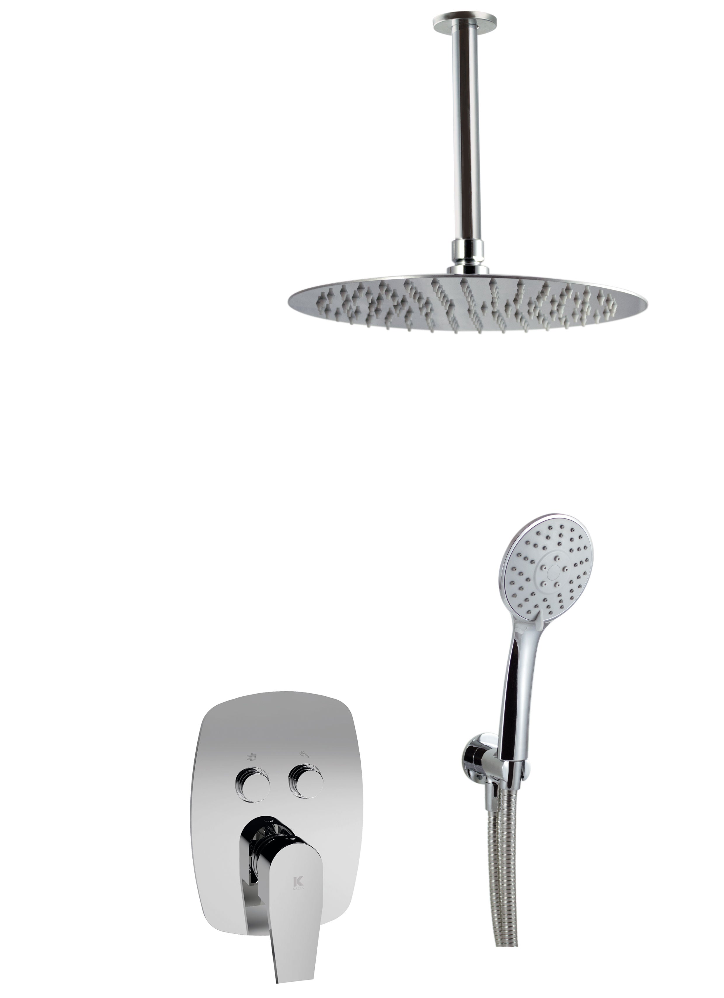 Conjunto de ducha empotrada a techo con 2 vias pulsador | Serie ARVET - KÄLLA [ KÄLLA® ]