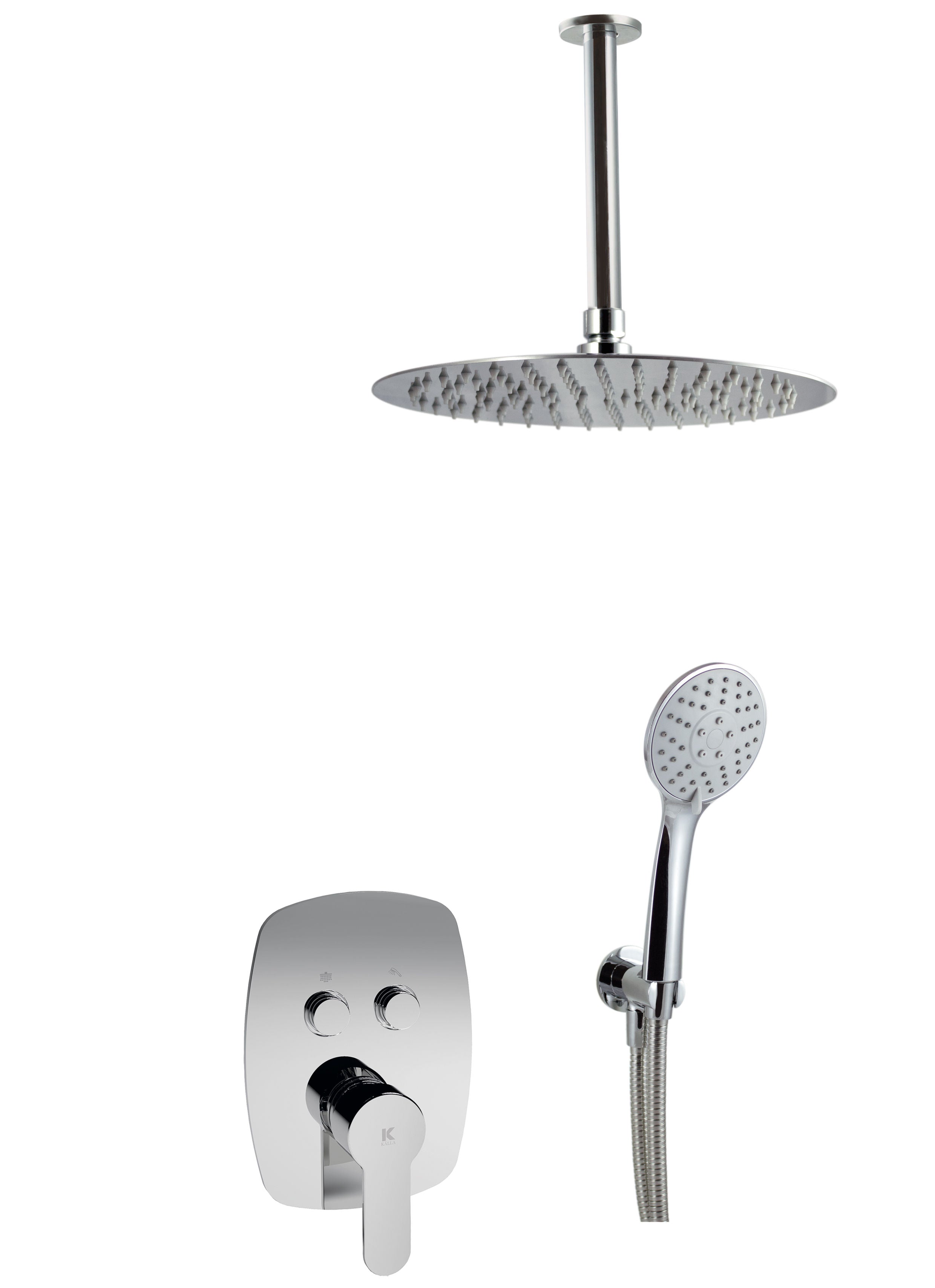 Conjunto de ducha empotrada a pared y techo con 2 vias pared | Serie OMNIA - KÄLLA [ KÄLLA® ]