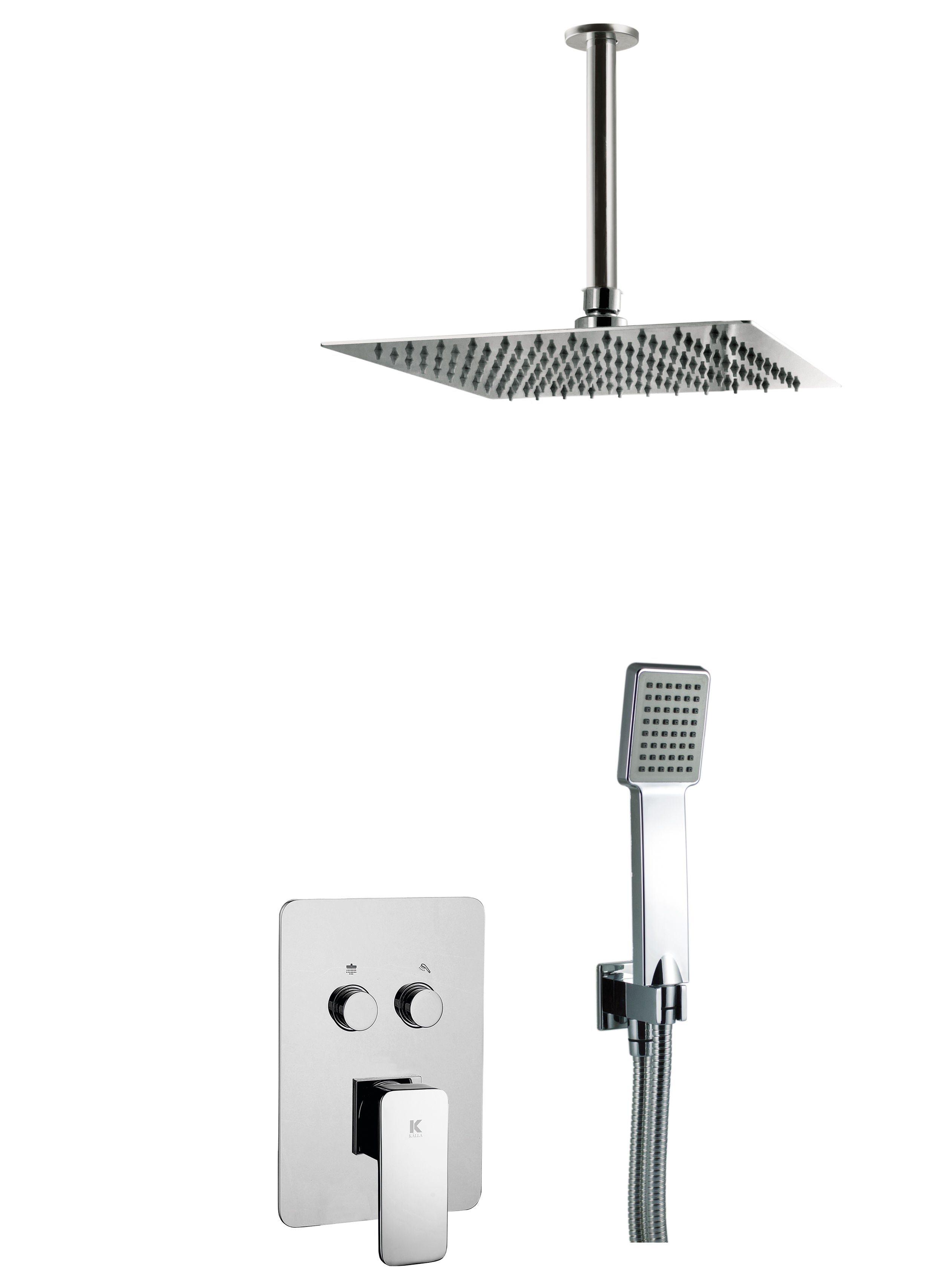 Conjunto de ducha empotrada con 2 vias pared y techo | Serie SKARA - KÄLLA [ KÄLLA® ]